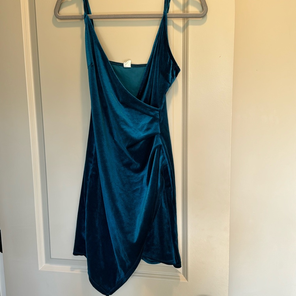 Blue soft asymmetrical cocktail dress